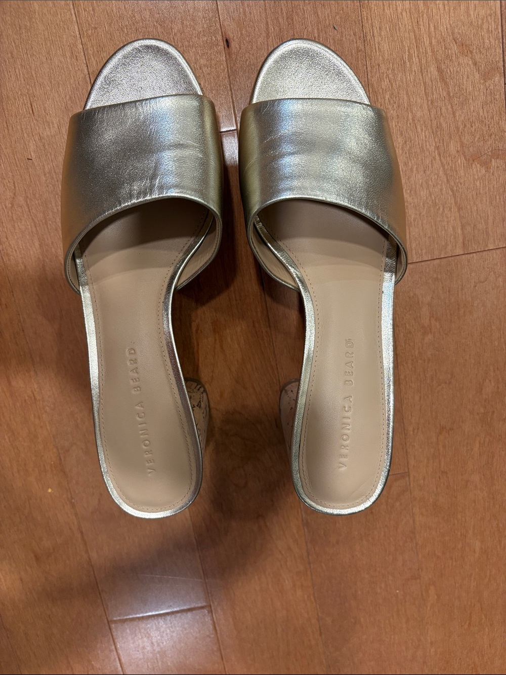 Veronica Beard Metallic Gold Slide Mules